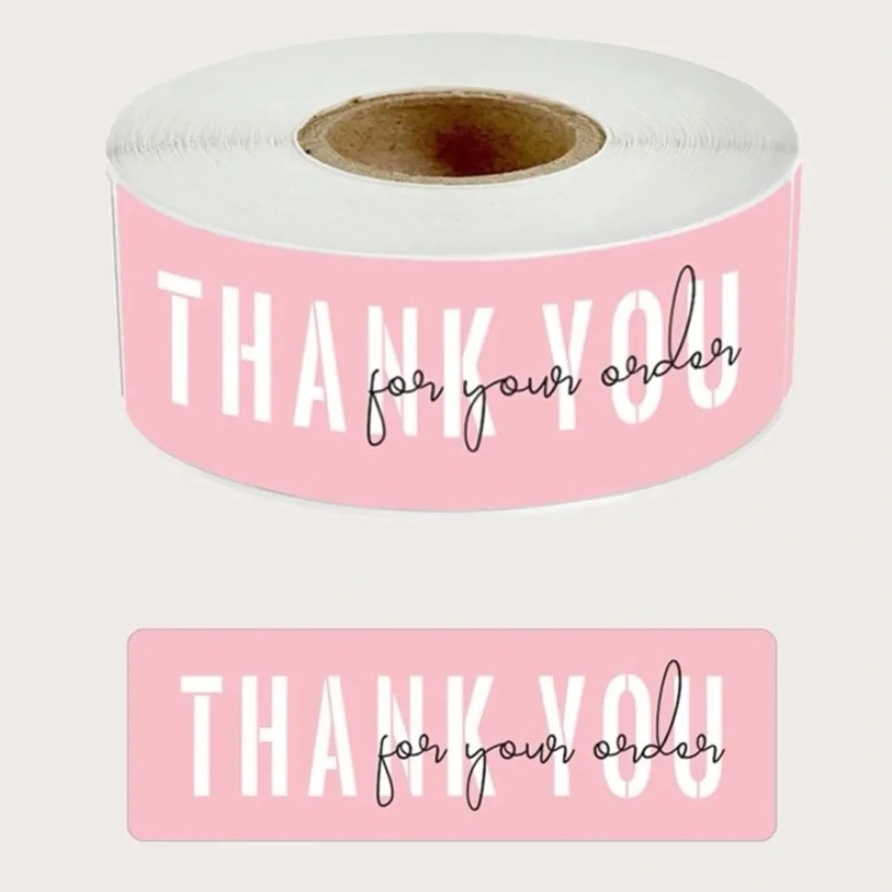 120 CT Pink Thank You for Your Order 3x1” Stickers / Labels - Picture 1 of 4